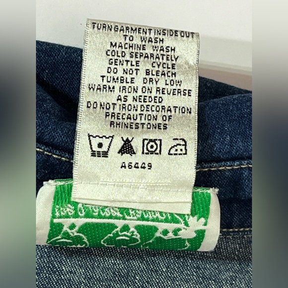 The Quacker Factory Star Rhinestone Pockets Blue Denim Jean Jacket Women's 3X - Picture 8 of 9